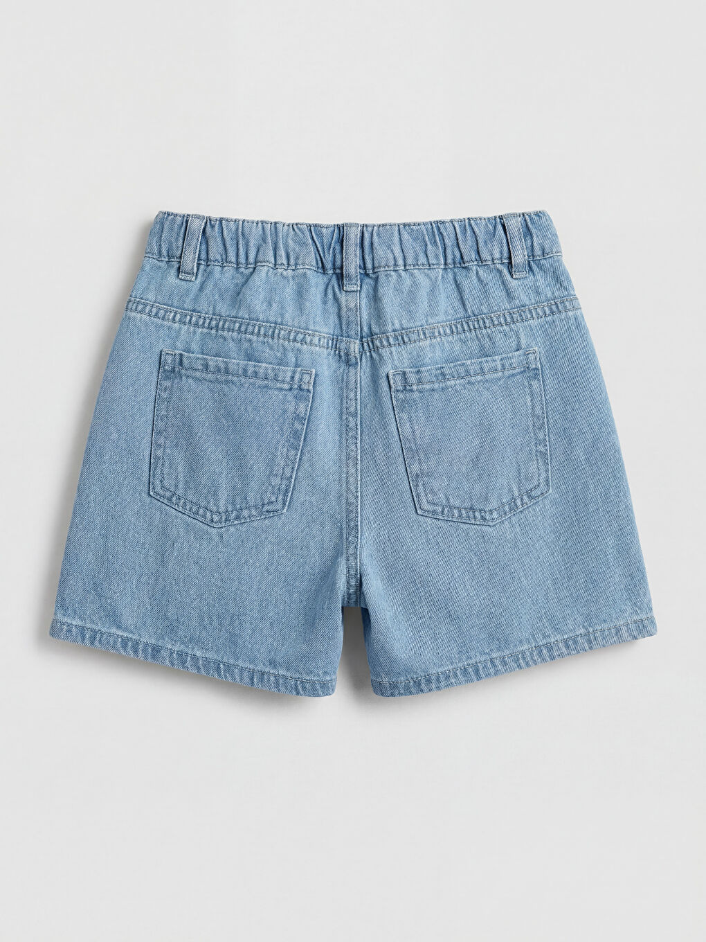 Mavi Beli Lastikli Zımba Detaylı Kız Çocuk Jean Şort-1