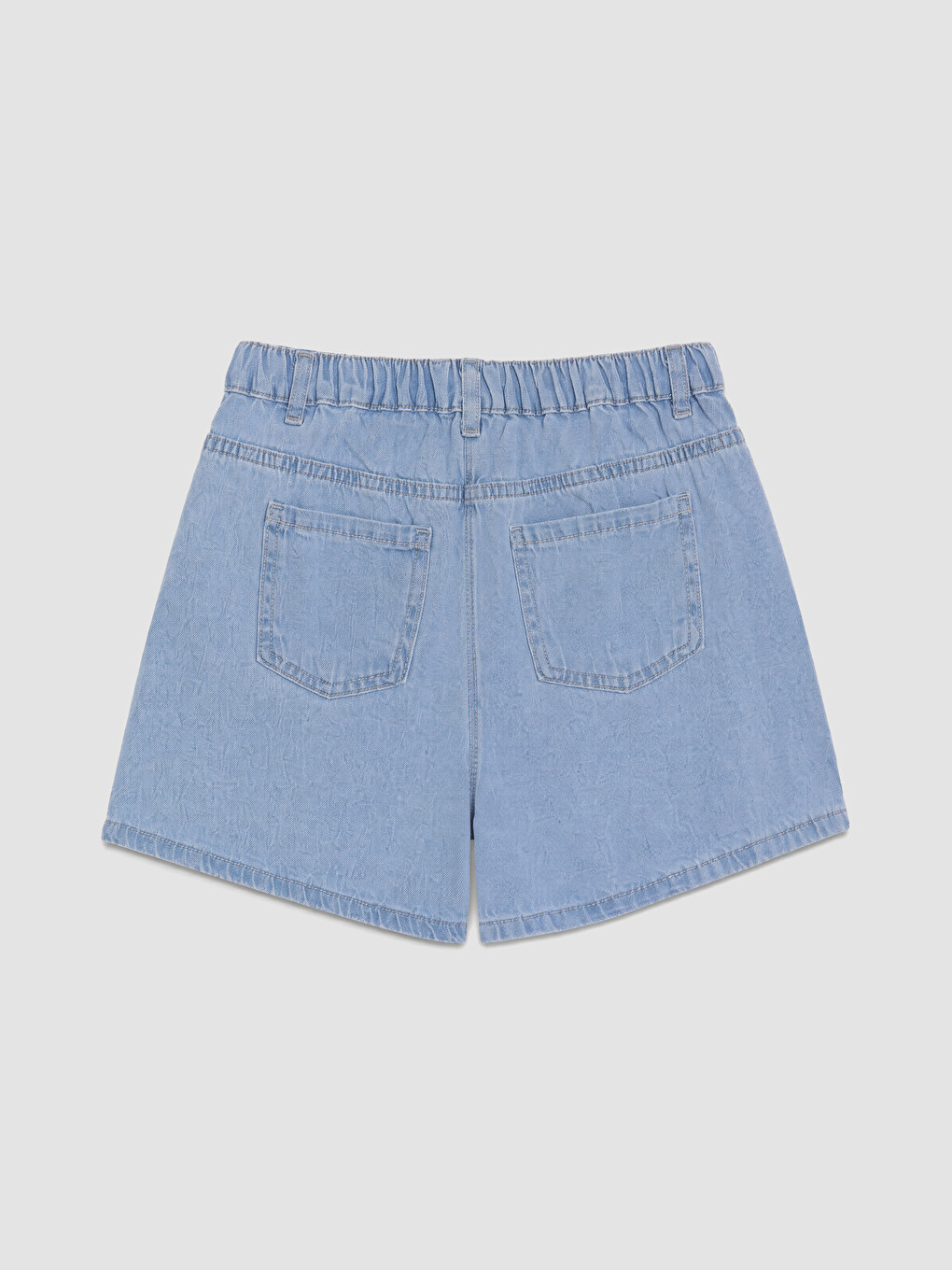 Elastic Waist Stud Detail Girls' Denim Shorts-4