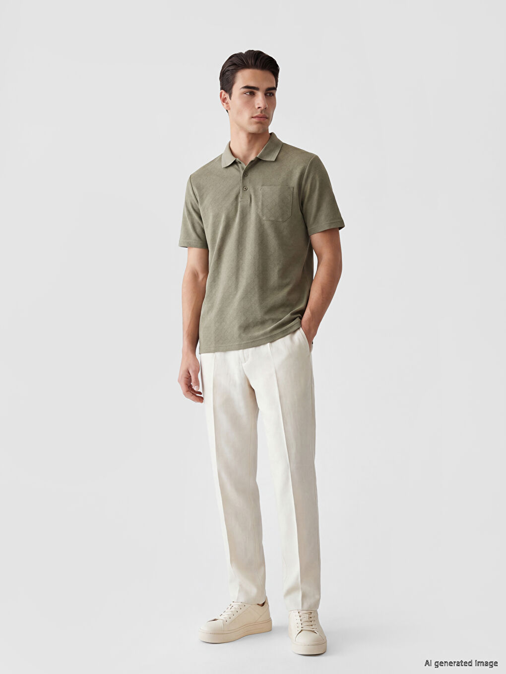 Polo Collar Textured Men's T-Shirt-1