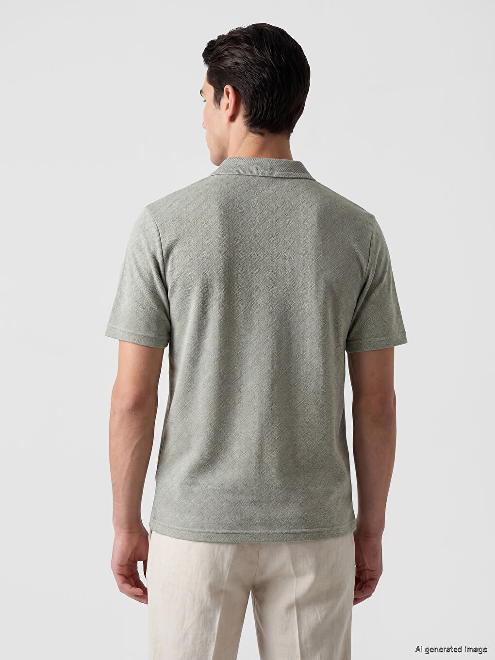 Polo Collar Textured Men's T-Shirt-2