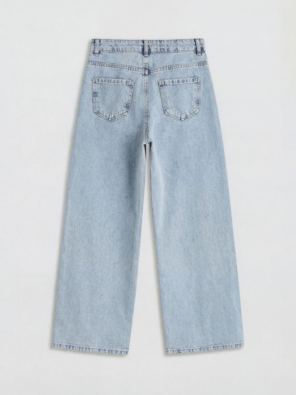 Mavi Wideleg Taşlı Kız Çocuk Jean Pantolon-1