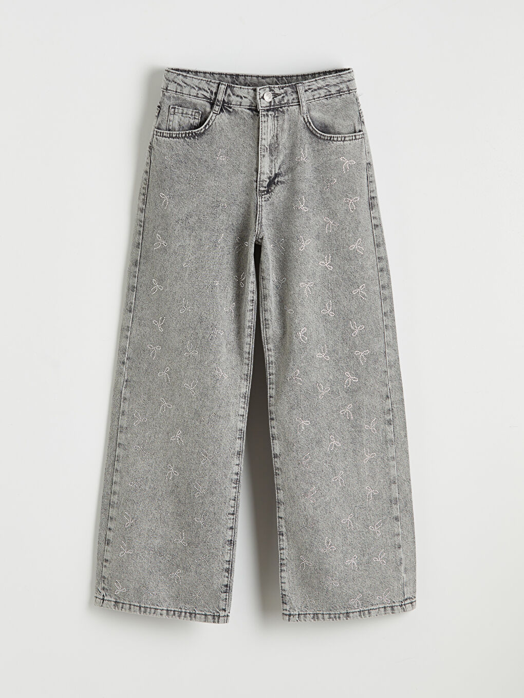 Karışık Wideleg Taşlı Kız Çocuk Jean Pantolon