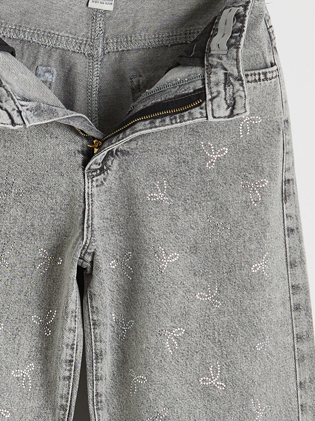 Karışık Wideleg Taşlı Kız Çocuk Jean Pantolon-2