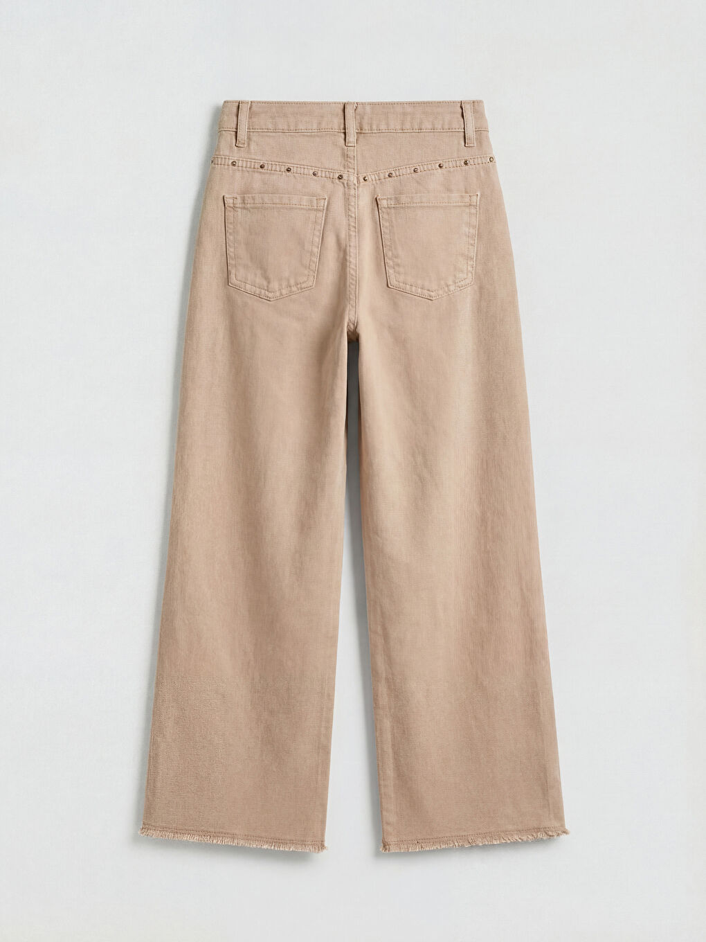 Kahverengi Wideleg Zımba Detaylı Kız Çocuk Jean Pantolon-1