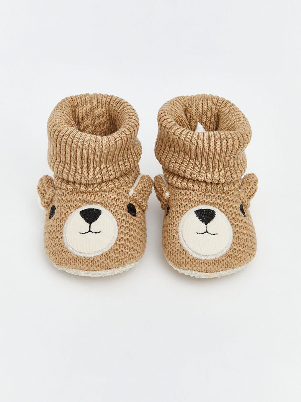 Bej Hayvan Figürlü Erkek Bebek Çoraplı Ev Ayakkabısı-2