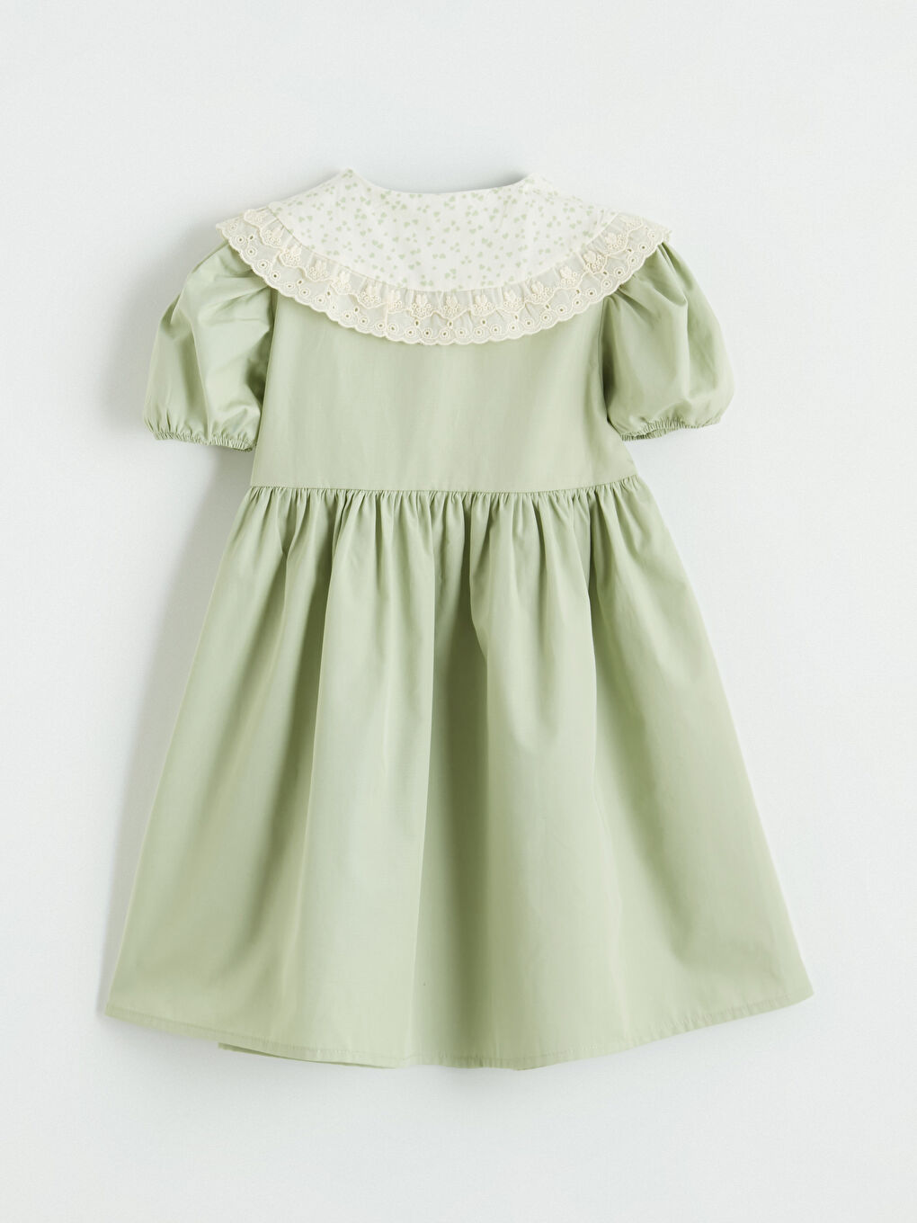 Yeşil Bebe Yaka Kız Çocuk Elbise-2