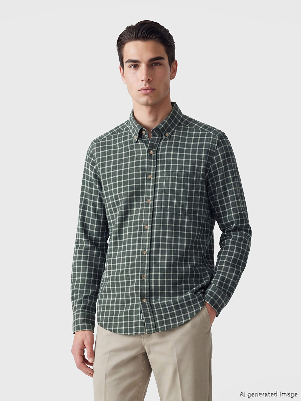 Regular Fit Plaid Gabardine Men's Shirt