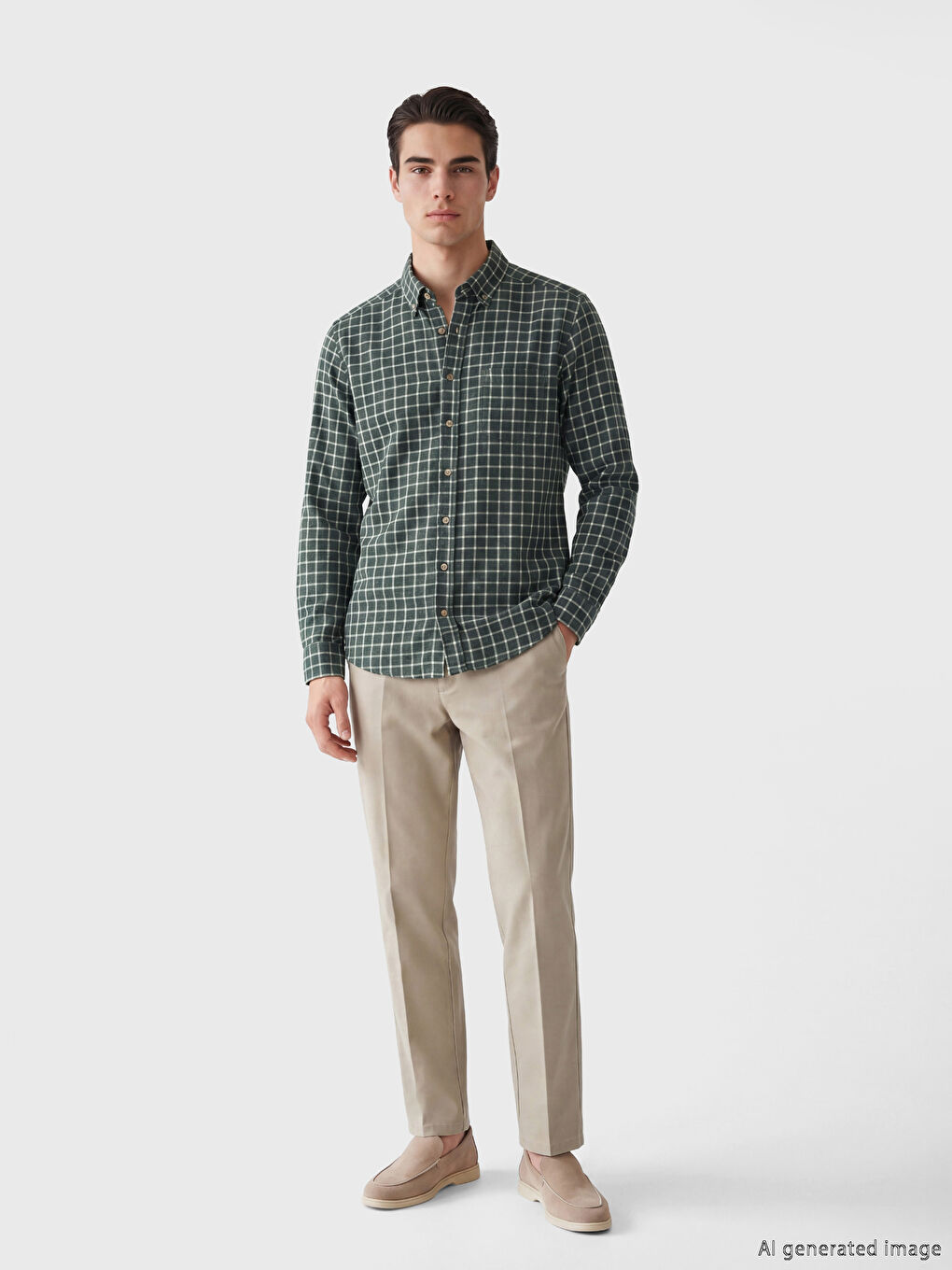 Regular Fit Plaid Gabardine Men's Shirt-1