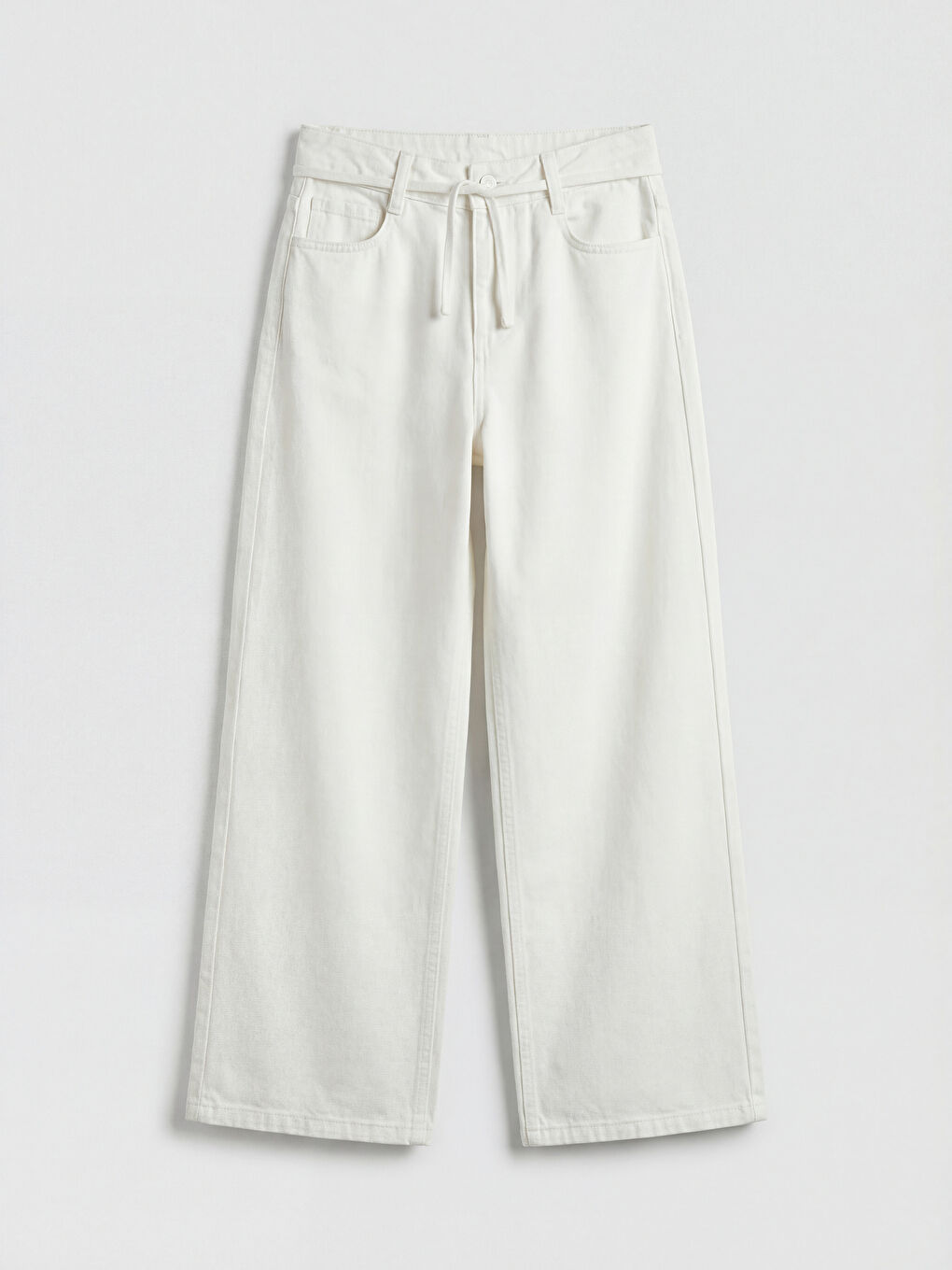 Ekru Wideleg Kız Çocuk Gabardin Pantolon