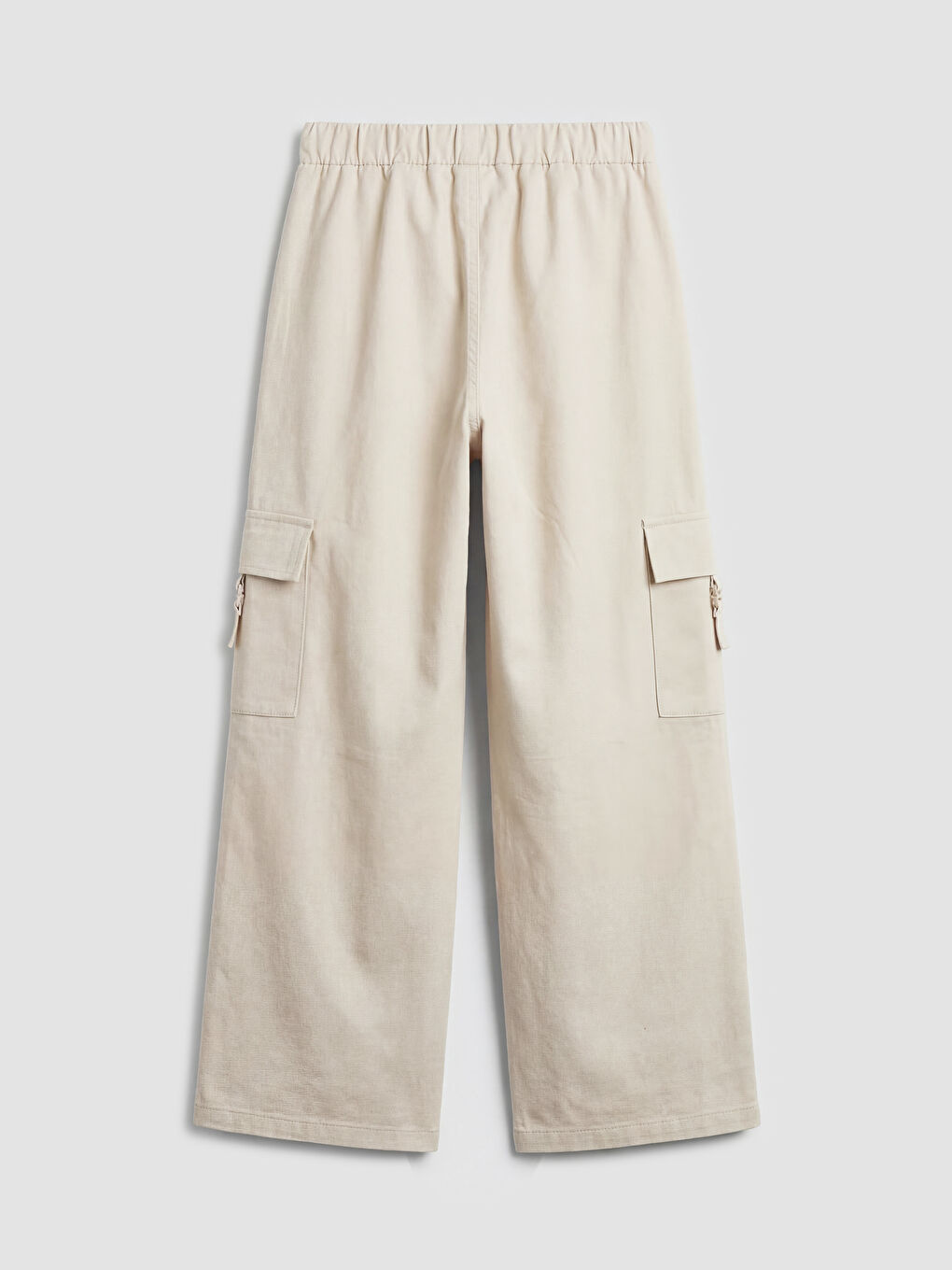 Bej Loose Fit Kız Çocuk Gabardin Kargo Pantolon-1