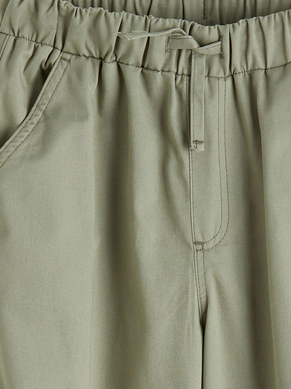 Haki Loose Fit Kız Çocuk Gabardin Kargo Pantolon-2