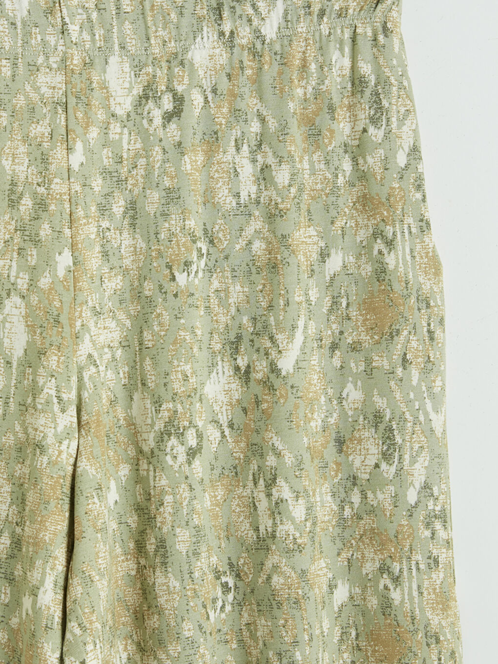 Yeşil Beli Lastikli Desenli Geniş Paça Kadın Kapri-2