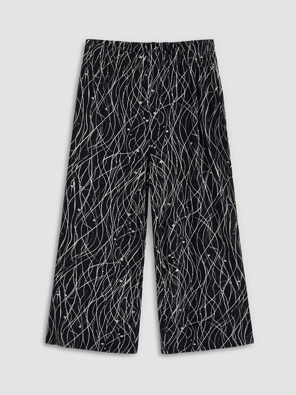 Siyah Beli Lastikli Desenli Kadın Kapri