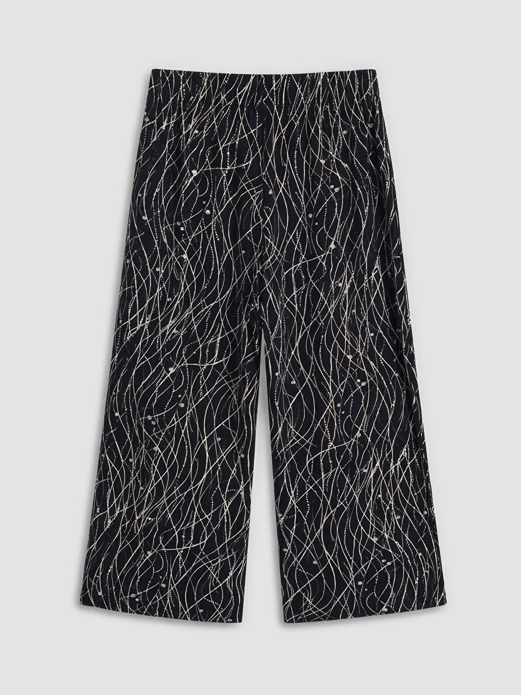 Siyah Beli Lastikli Desenli Kadın Kapri-1