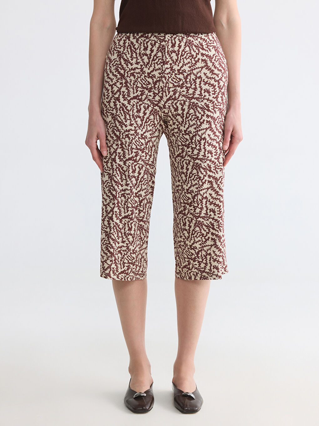 Elastic Waist Patterned Women's Capri-1