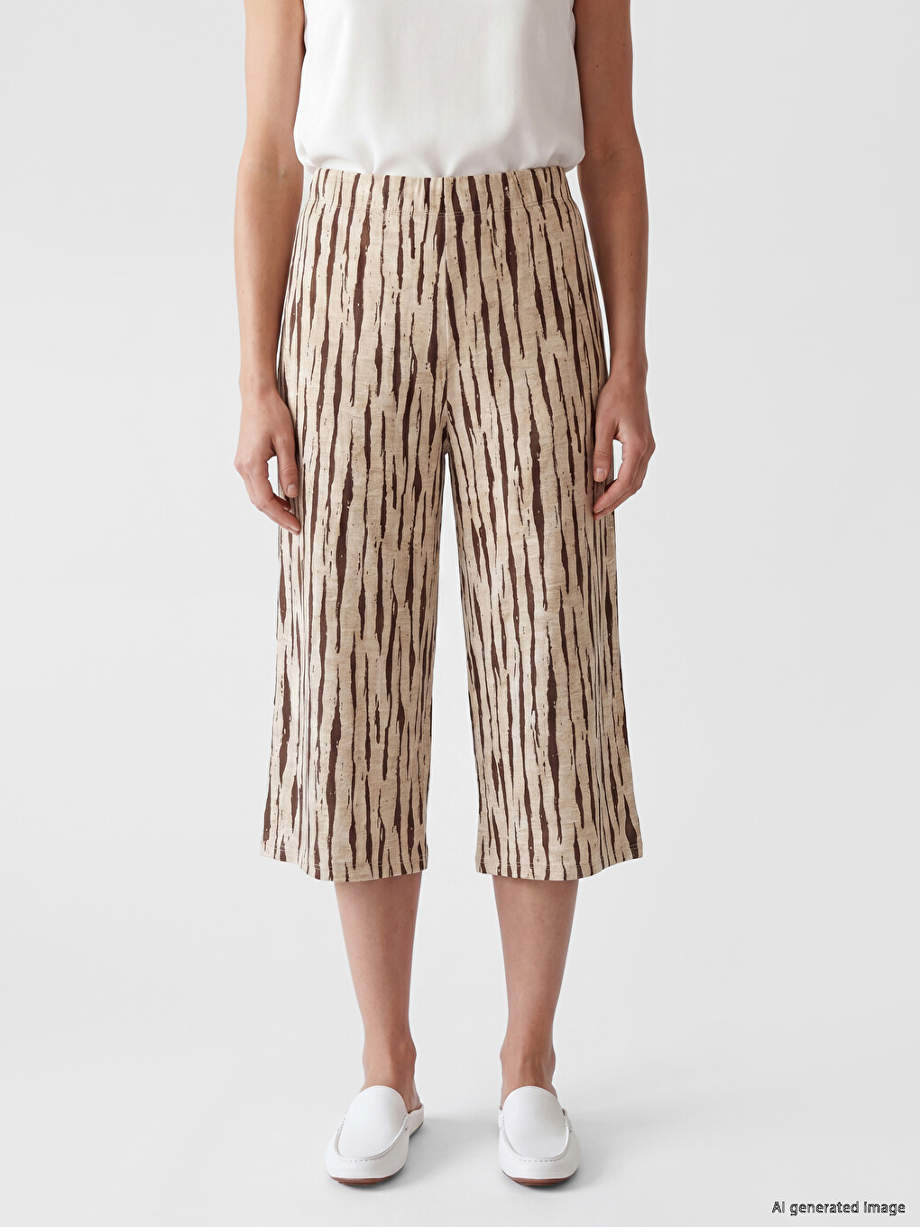 Elastic Waist Printed Women's Capri-1