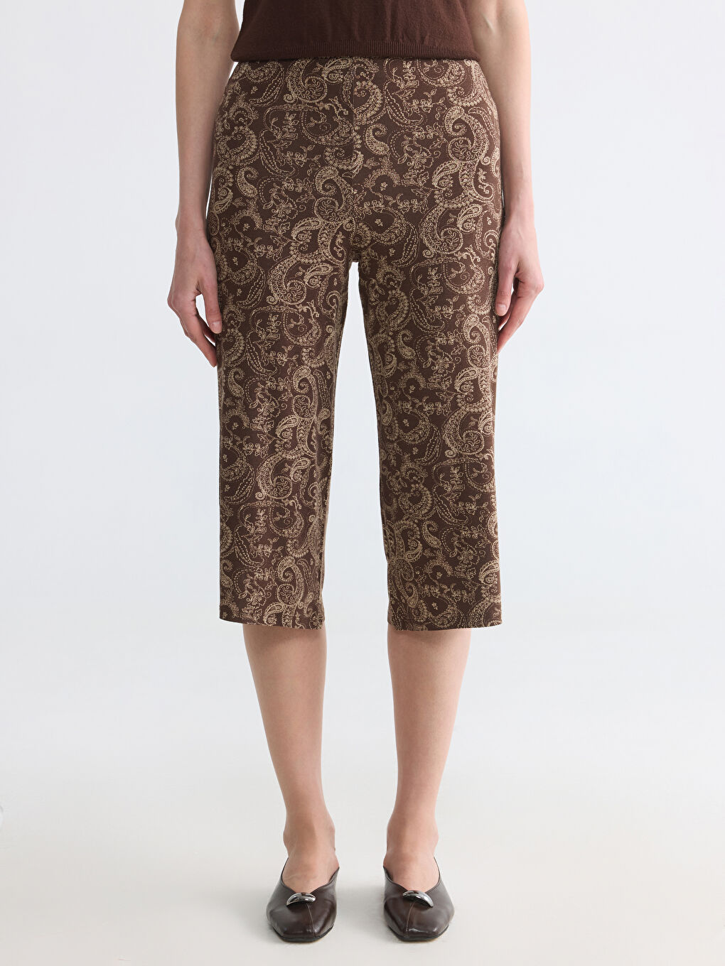 Elastic Waist Patterned Women's Capri-1