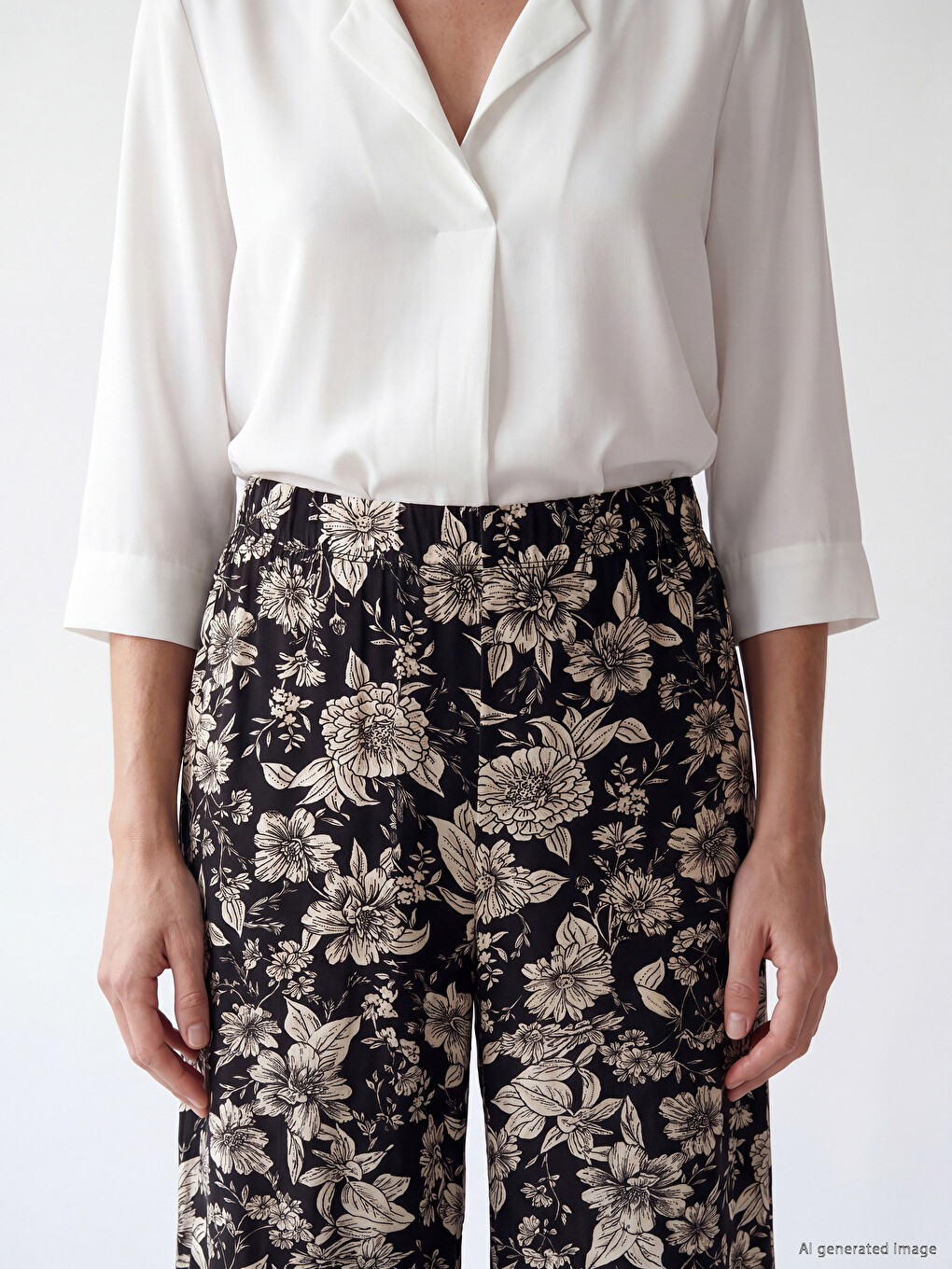 Elastic Waist Floral Women's Capri-2