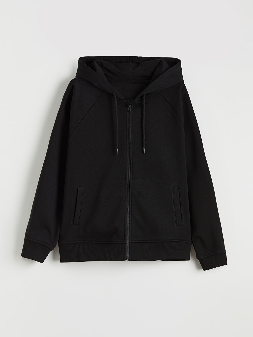 Siyah Kolay Giyilebilir Kolları Çıtçıtlı Erkek Fermuarlı Sweatshirt-1