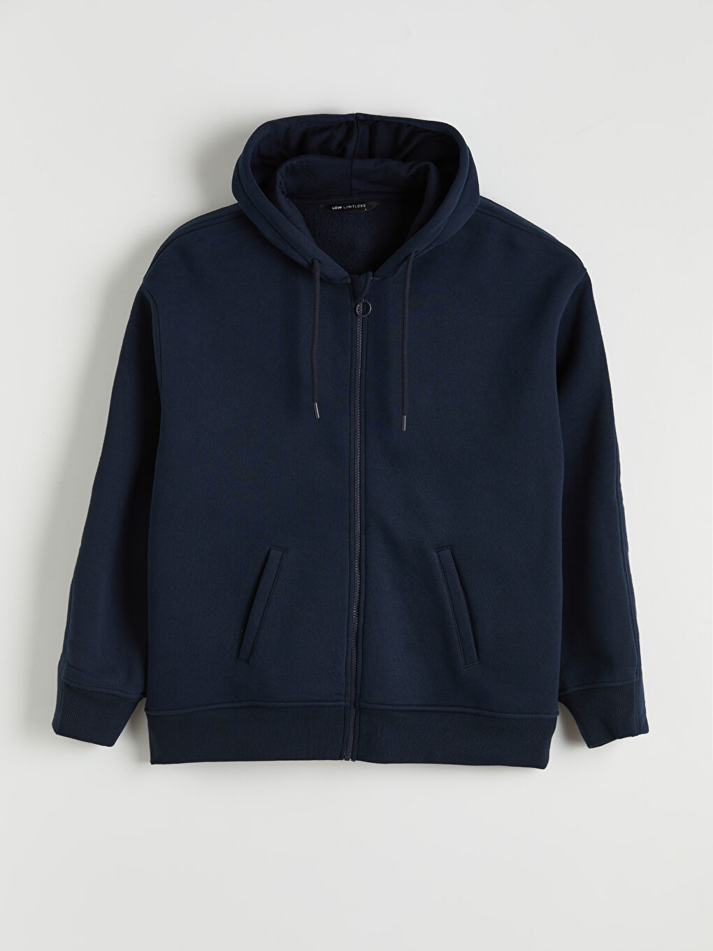 Lacivert Kolay Giyilebilir Kolları Çıtçıtlı Erkek Fermuarlı Sweashirt