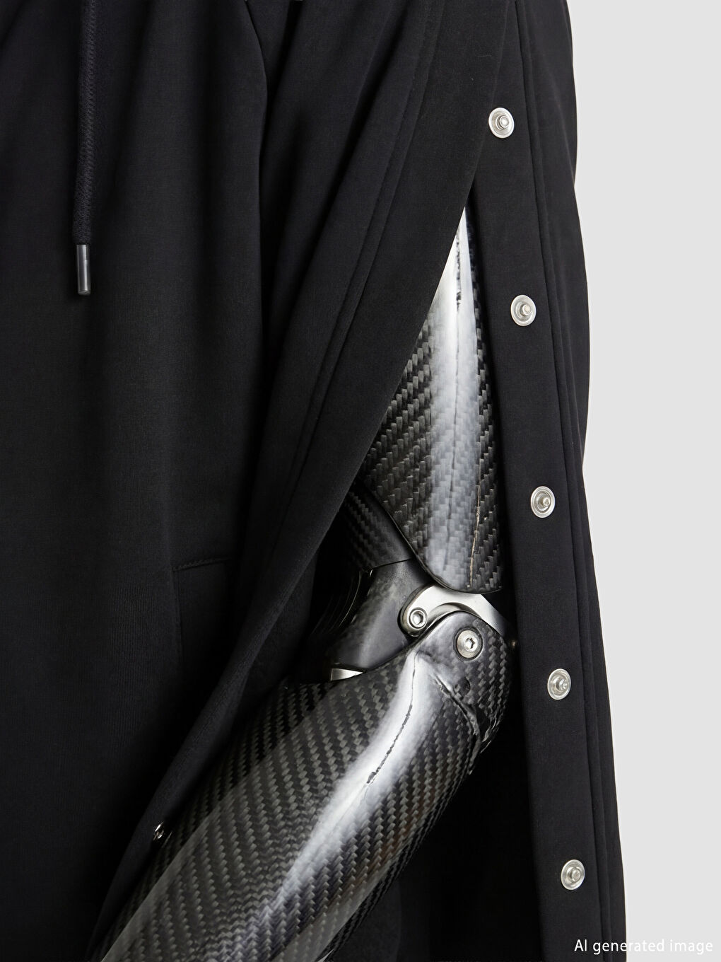 Siyah Kolay Giyilebilir Kolları Çıtçıtlı Erkek Fermuarlı Sweatshirt-2