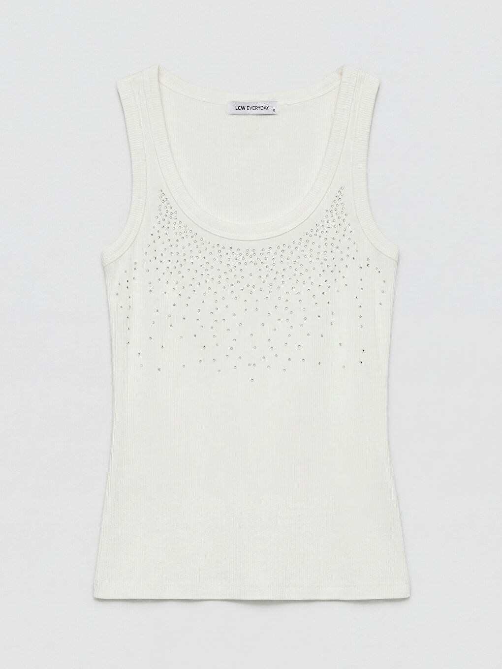 Ekru U Yaka Taşlı Kadın Atlet