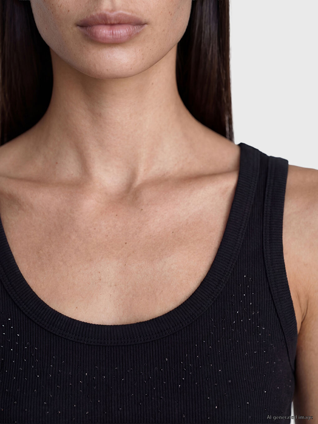 U Neck Rhinestone Embellished Women's Tank Top-2