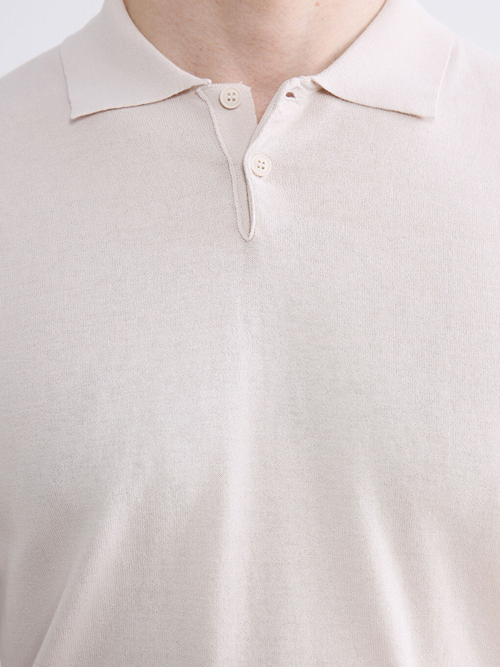 Bej Polo Yaka Erkek Triko Kazak-2