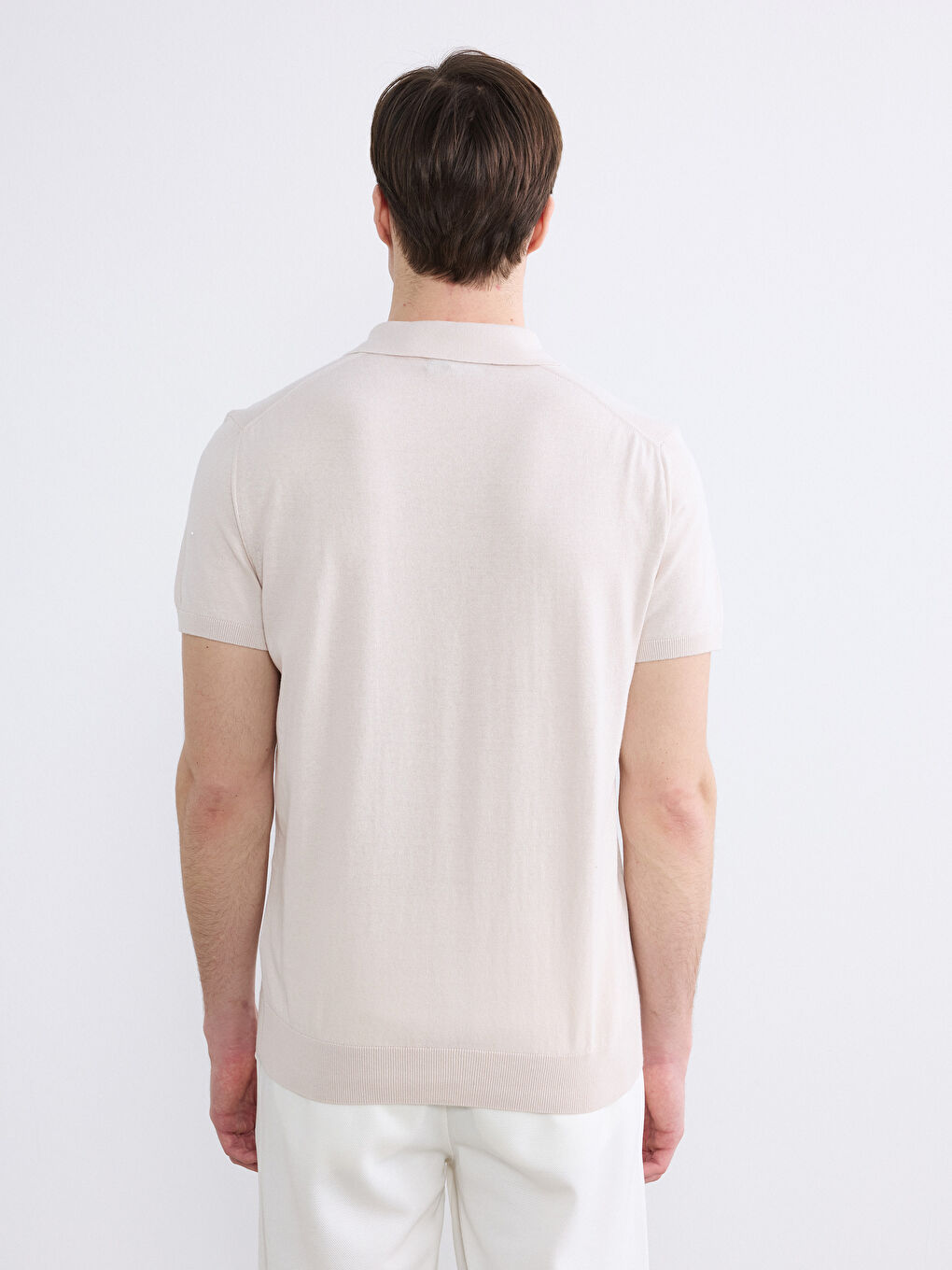 Bej Polo Yaka Erkek Triko Kazak-3