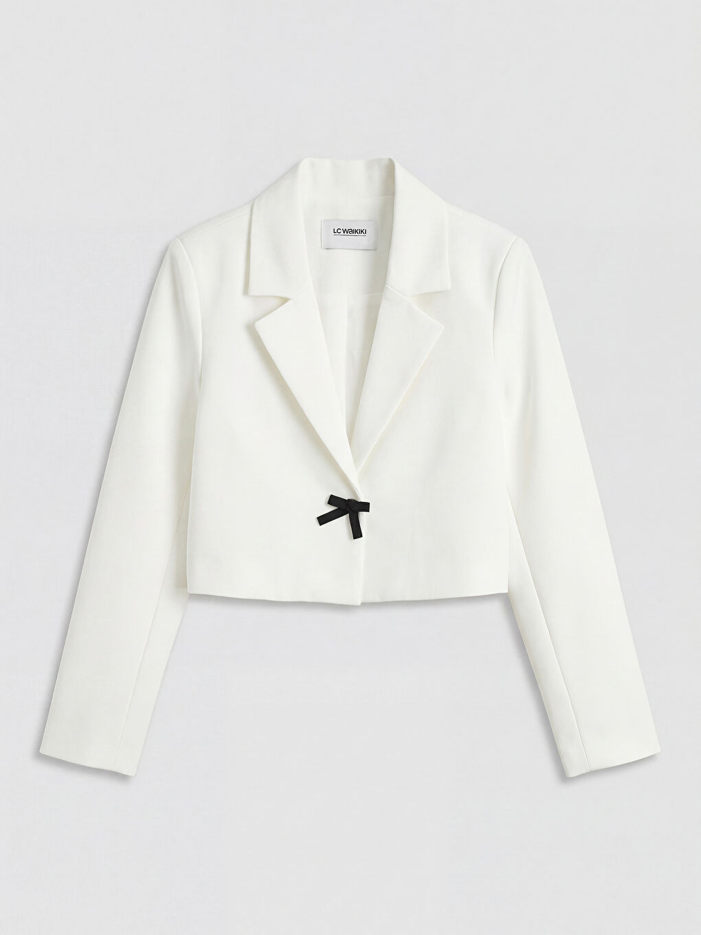 Ekru Fiyonk Detaylı Kız Çocuk Blazer Ceket