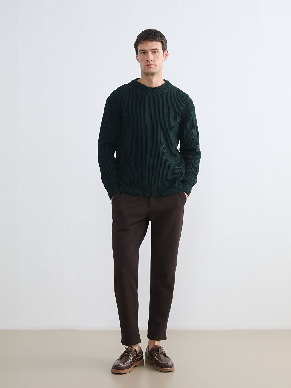 Haki Bisiklet Yaka Erkek Triko Kazak-1