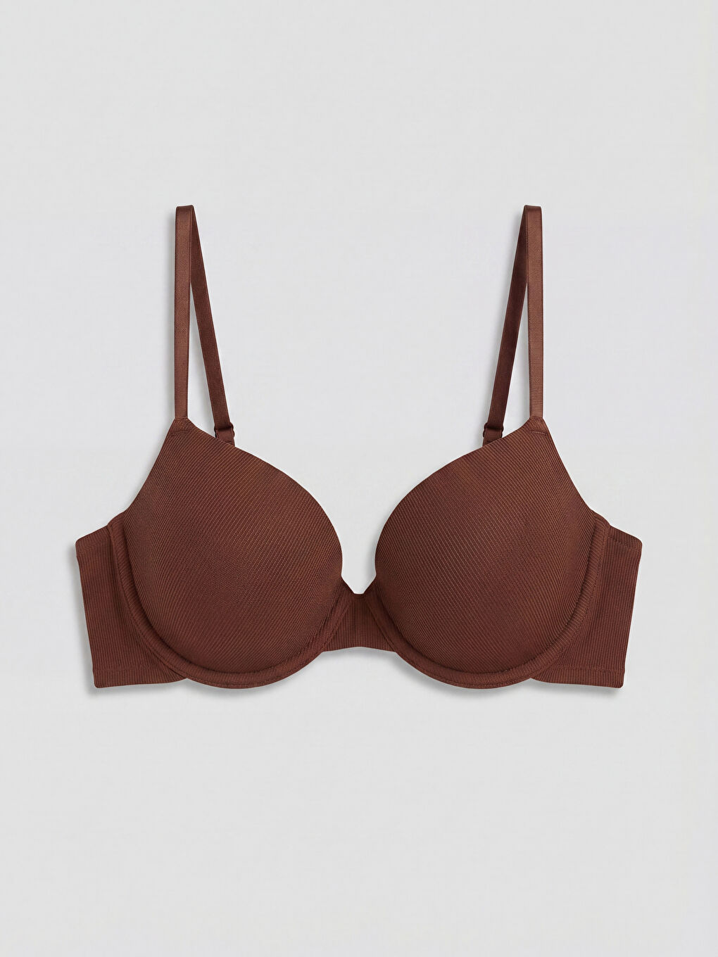 Kahverengi Balenli Dolgusuz Tişört Sütyen