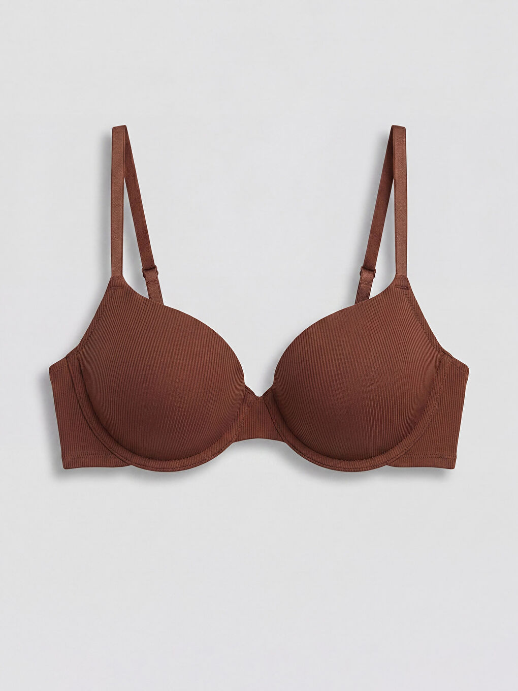 Kahverengi Balenli Dolgulu Tişört Sütyen