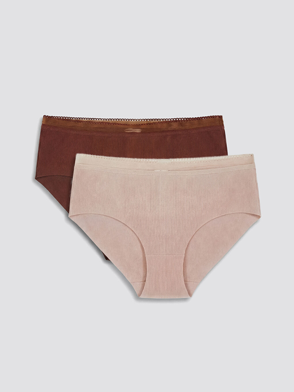 Kahverengi Lazer Kesim Bikini Külot 2'li