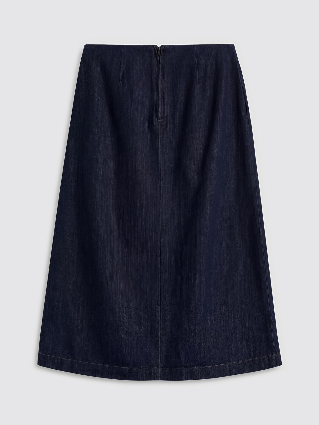 İndigo Beli Fermuarlı Pileli Jean Etek-1