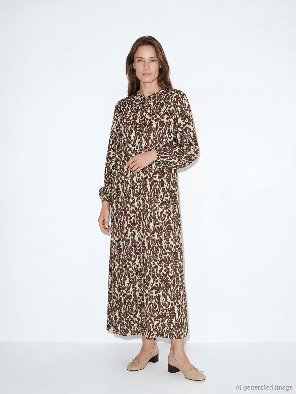 Grandad Collar Floral A-Line Dress