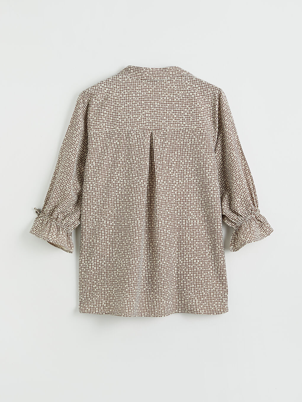 Bej Desenli Armürlü Kadın Gömlek-5