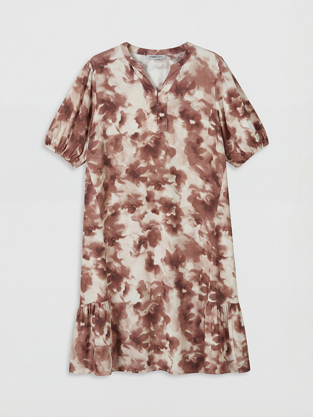 Notch Neck Frilled Poplin Dress-4