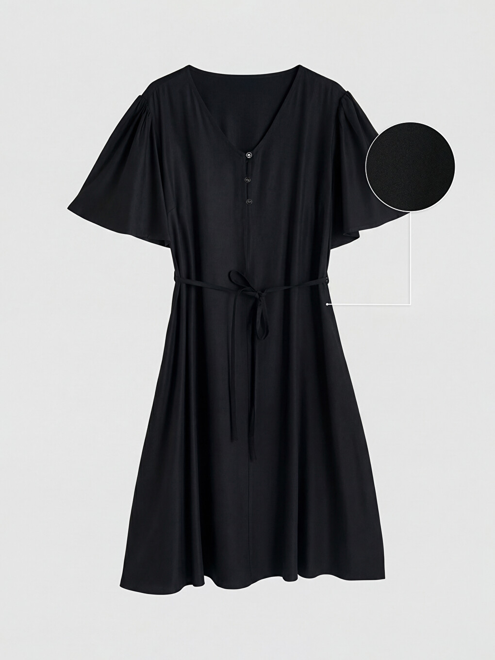 V Neck Waist Sashed Dress-4