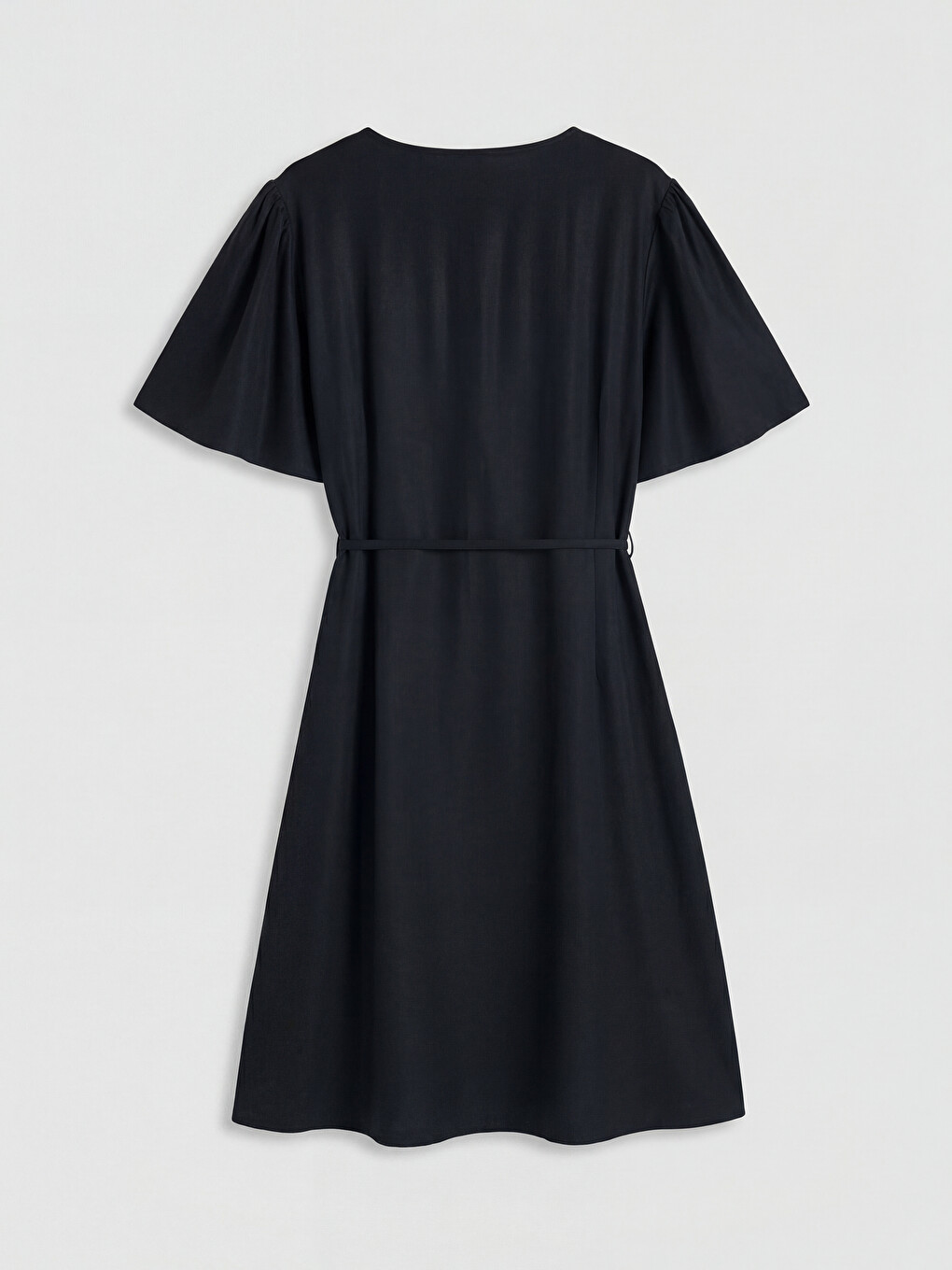 V Neck Waist Sashed Dress-5