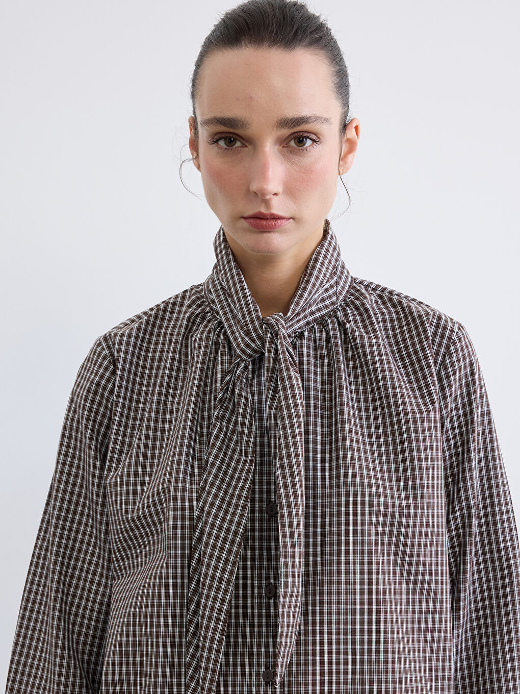 Peter Pan Collar Plaid Oversize Women's Shirt Tunic-2