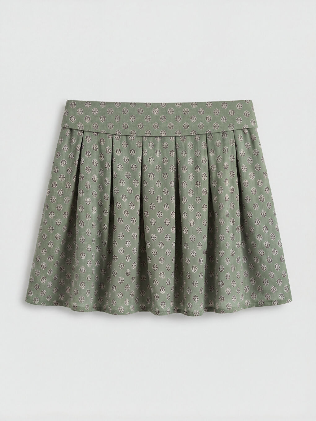 Yeşil Pileli Desenli Kız Çocuk Etek-3