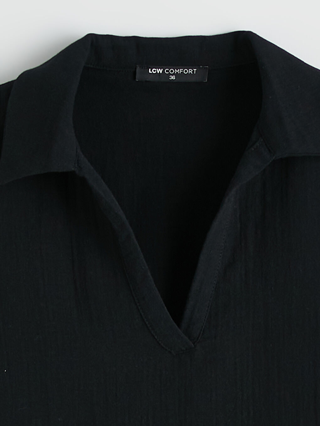 Siyah Polo Yaka Yırtmaçlı Elbise-6