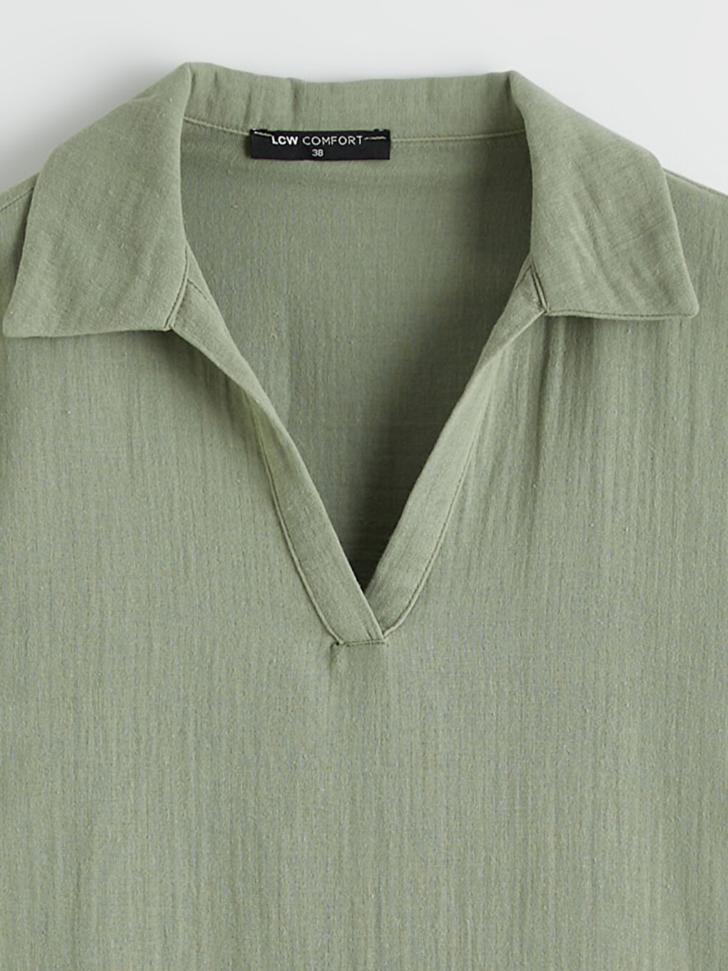 Yeşil Polo Yaka Yırtmaçlı Elbise-5