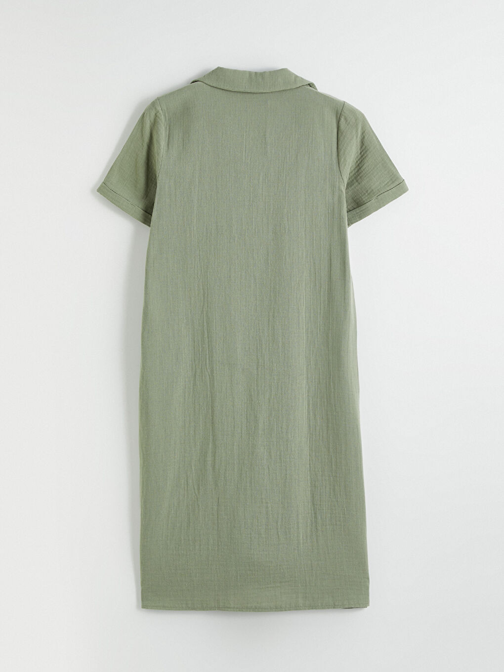 Yeşil Polo Yaka Yırtmaçlı Elbise-7