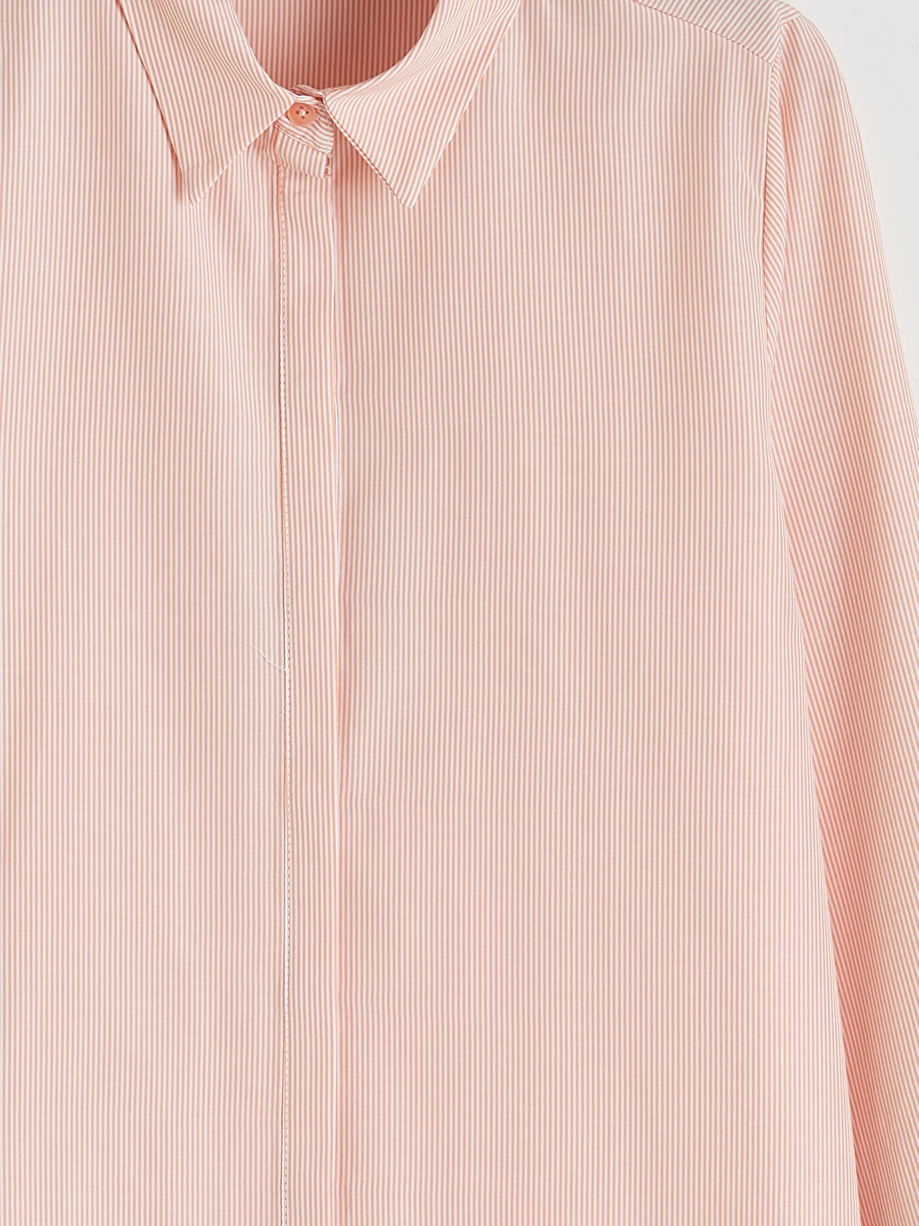 Turuncu Çizgili Poplin Kadın Gömlek Tunik-5