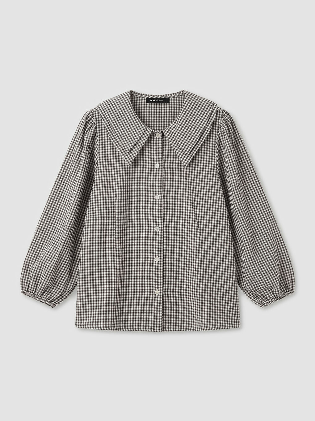 Kahverengi Bebe Yaka Ekose Kadın Gömlek