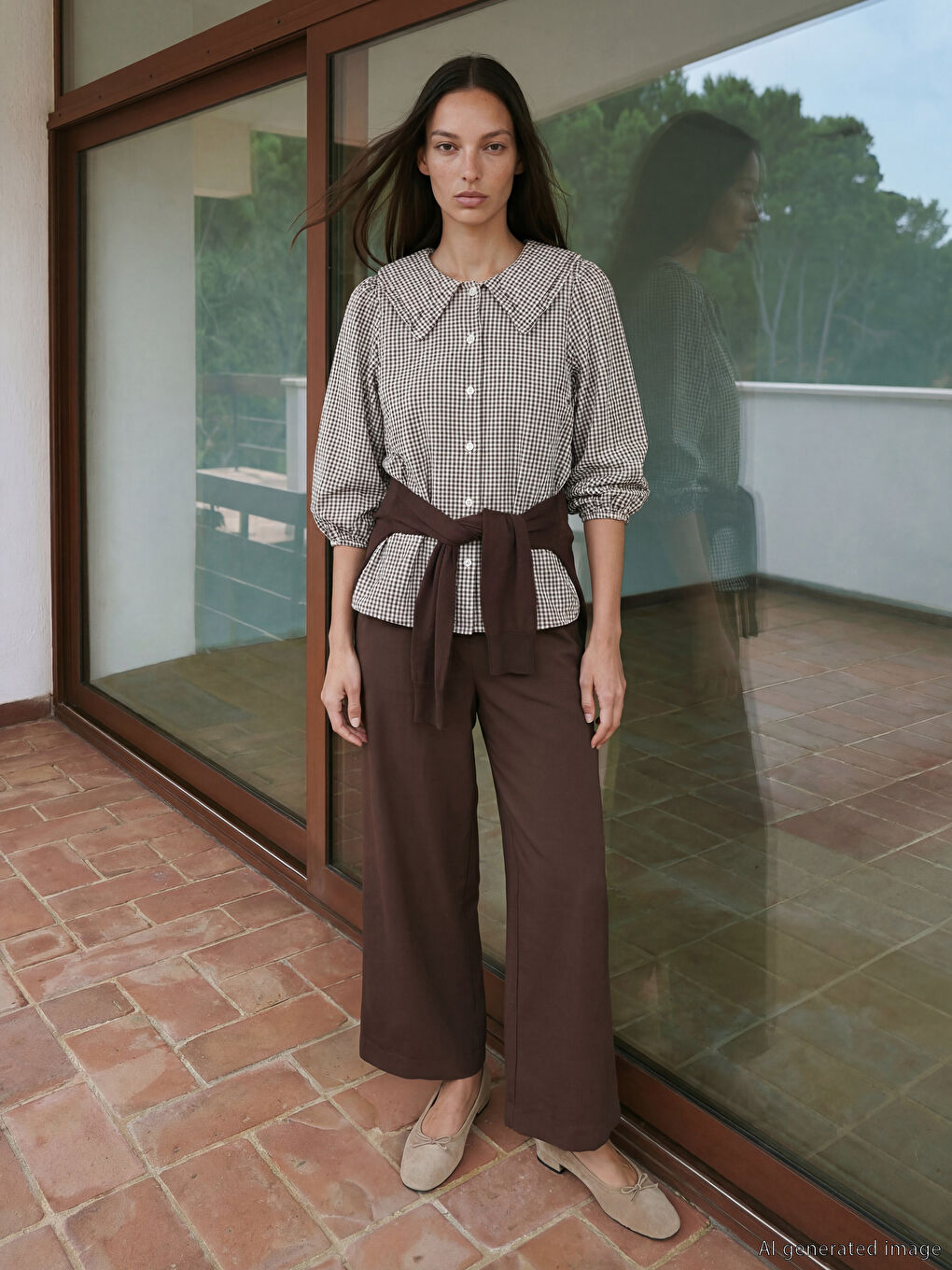 Peter Pan Collar Plaid Women's Shirt