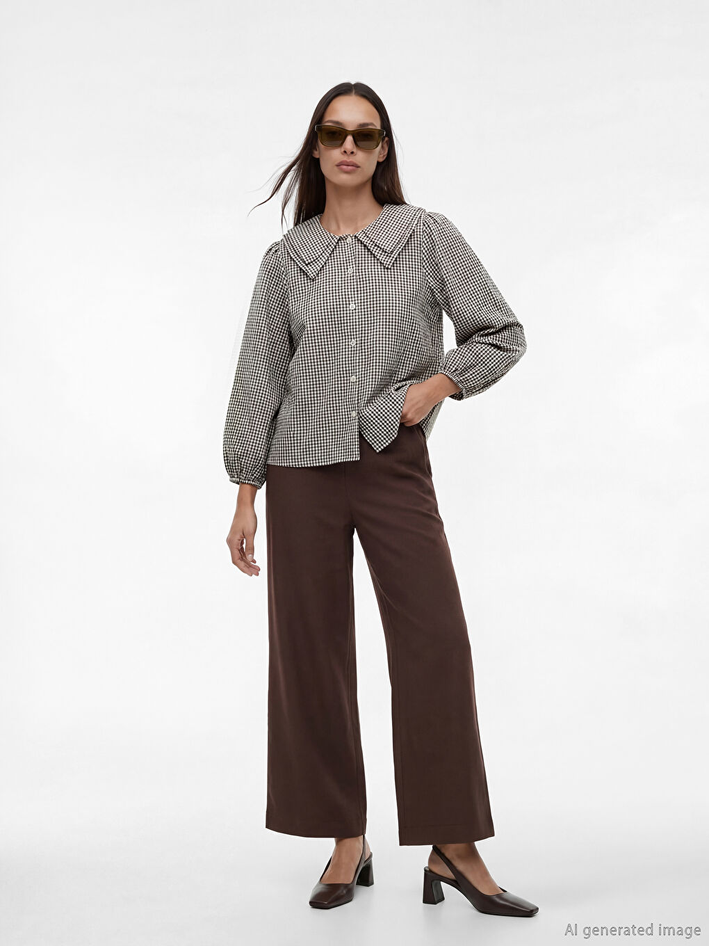 Peter Pan Collar Plaid Women's Shirt-3