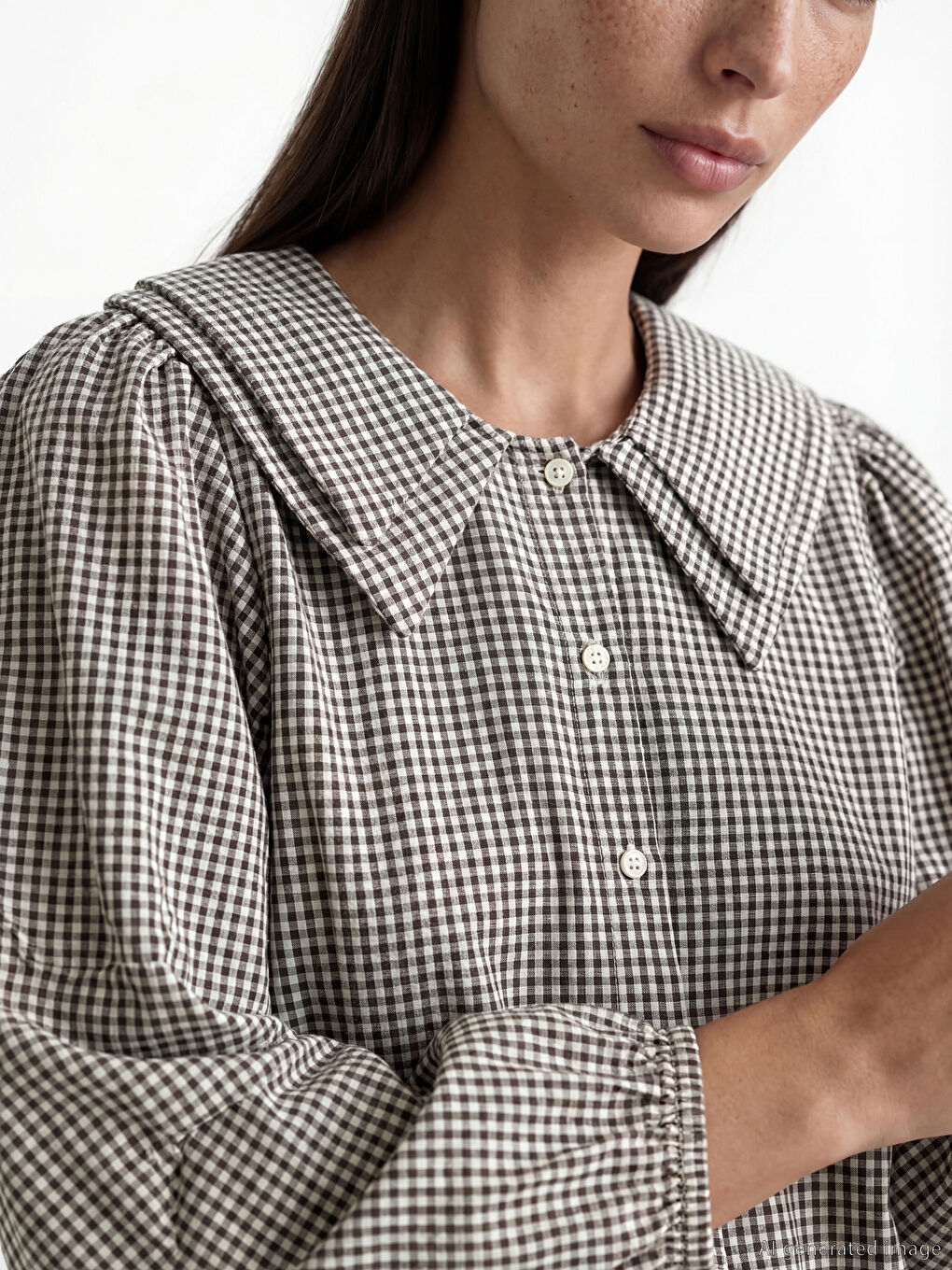 Peter Pan Collar Plaid Women's Shirt-4